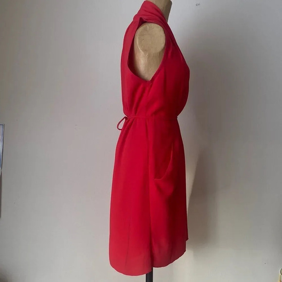 WILFRED red short dress sz S tie at waist lined pockets excellent condition - Picture 2 of 8